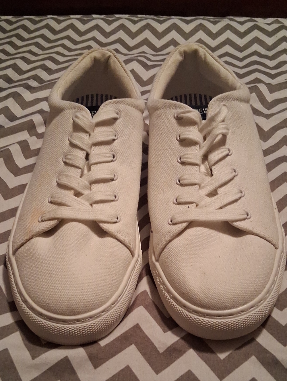 J. Crew White Canvas Lace-Up Sneakers